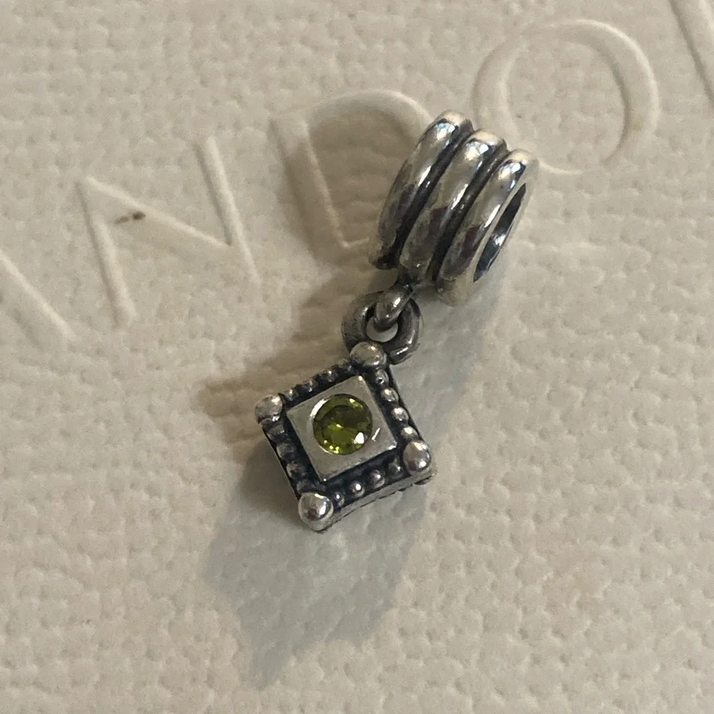 PANDORA STERLING SILVER GREEN PERIDOT DANGLE - Picture 2 of 6